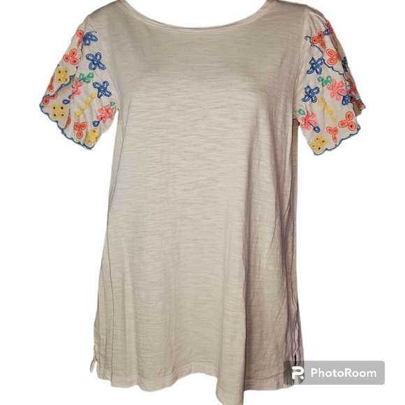 Talbots Tops - Talbots Floral Embroidery Short Sleeve Top